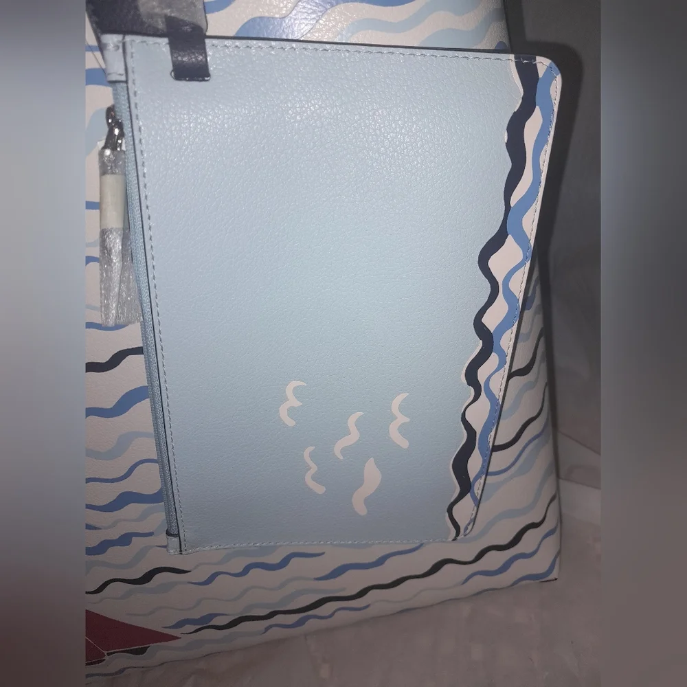 New Kate Spade Set Sail Large Leather Tote With Matching Detachable 8"Wristlet🌸 - Picture 6 of 7